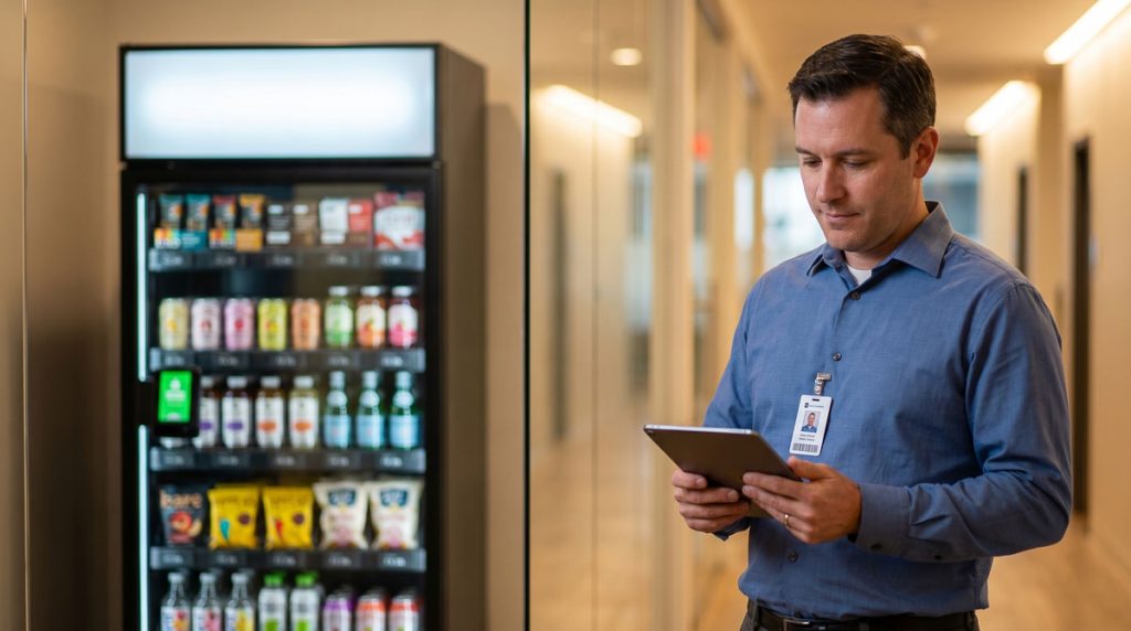 Facility manager focused on core building operations while cashless vending service runs independently hands-free.